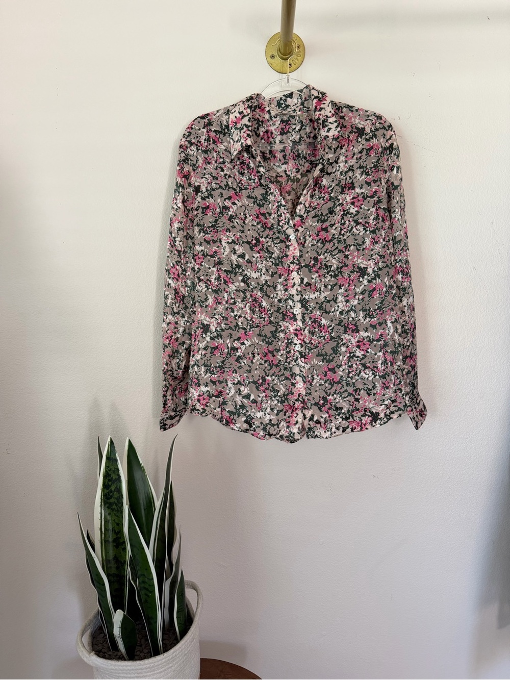 Tahari semi sheer floral top